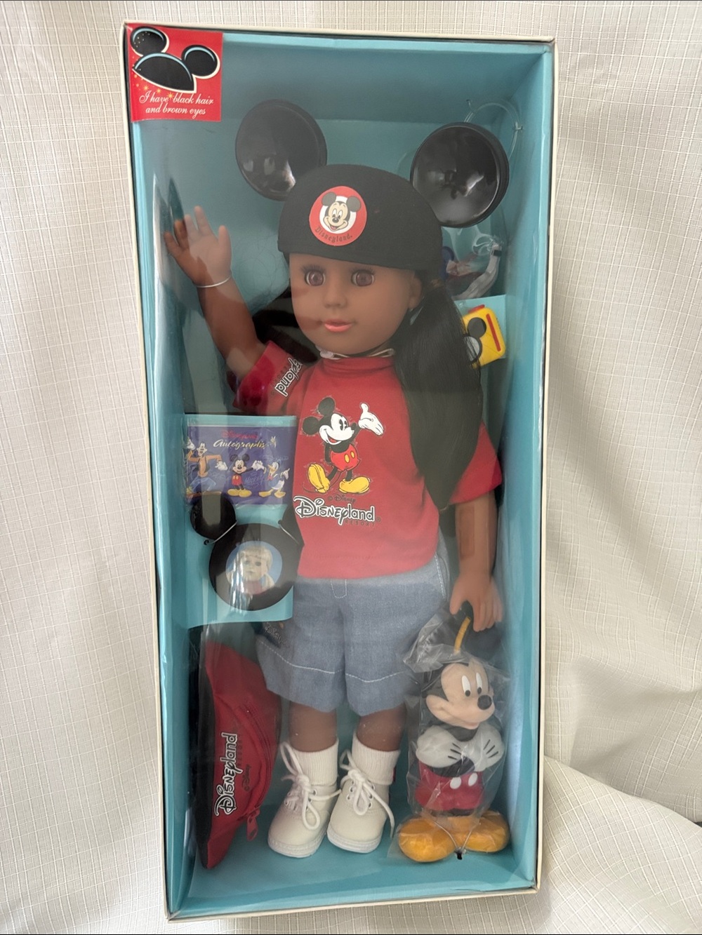 Disney Girl Doll with Red Mickey Shirt and Black Ear Hat